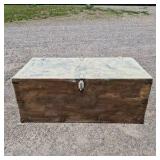 Vintage Wooden Storage Trunk with Metal Hardware