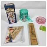 Assorted Vintage Dice Pick-Up Sticks Mikado and Tiddly Winks Game Lot