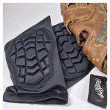 Lot of Baseball Gloves, Batting Gloves, Ball, and Protective Gear