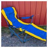Blue Yellow Folding Lounge Chair with Footrest