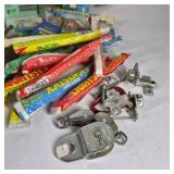 Lot of Assorted Hardware, Adhesives, Fasteners, Flashlights, and Shop Supplies