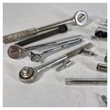 Lot of Assorted Ratchets, Socket Extensions, and Adapters