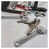 Lot of Assorted Adjustable Wrenches and Locking Pliers