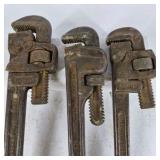 Lot of 3 Vintage Ridgid and Stillson Pipe Wrenches