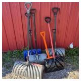 Lot of Assorted Snow Shovels and Pushers