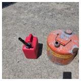 Lot of Assorted Gas Cans, Fuel Cans, and Funnel