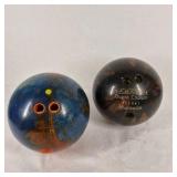 Lot of 2 Bowling Balls with Rolling Bowling Bag