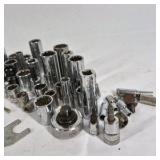 Large Lot of Assorted Sockets Ratchets Extensions and Socket Wrench Tools