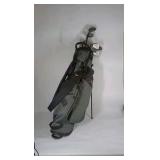 Gray Stand Golf Bag with Ping Irons and Mixed Clubs