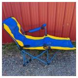 Blue Yellow Folding Lounge Chair with Footrest