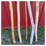 Lot of 5 Natural Wood Walking Sticks and Canes
