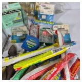 Lot of Assorted Hardware, Adhesives, Fasteners, Flashlights, and Shop Supplies