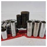 Lot of Assorted Chrome Sockets and Socket Accessories