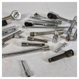 Lot of Assorted Ratchets, Socket Extensions, and Adapters