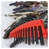 Lot of Assorted Pliers, Locking Pliers, and Hex Key Sets