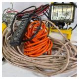 Lot of Extension Cords, Power Strips, and Work Lights