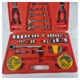 Mechanics Socket and Tool Set in Red Carry Case