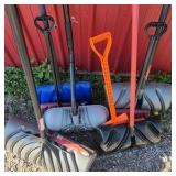 Lot of Assorted Snow Shovels and Pushers