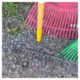 Lot of Assorted Leaf Rakes and Garden Rakes