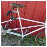 Vintage White Tandem Road Bicycle with Drop Handlebars