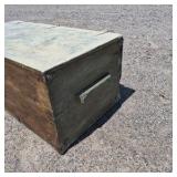 Vintage Wooden Storage Trunk with Metal Hardware