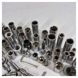 Large Lot of Assorted Sockets Ratchets Extensions and Socket Wrench Tools