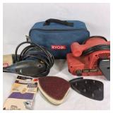 Lot of Ryobi and Tool Shop Electric Sanders with Carry Bag