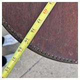 Round Dark Wood Pedestal Accent Table with Tripod Legs