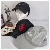Lot of Nike Hats, Golf Balls, Gloves, Towel, and Golfer Trophy