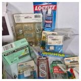 Lot of Assorted Hardware, Adhesives, Fasteners, Flashlights, and Shop Supplies