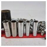 Lot of Assorted Chrome Sockets and Socket Accessories