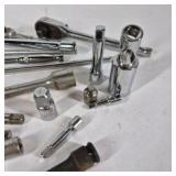 Lot of Assorted Ratchets, Socket Extensions, and Adapters