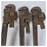 Lot of 3 Vintage Ridgid and Stillson Pipe Wrenches