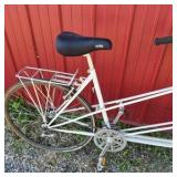 Vintage White Tandem Road Bicycle with Drop Handlebars