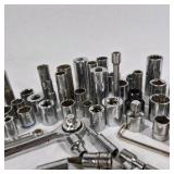 Large Lot of Assorted Sockets Ratchets Extensions and Socket Wrench Tools