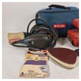Lot of Ryobi and Tool Shop Electric Sanders with Carry Bag