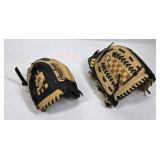 Lot of 2 Baseball Gloves Rawlings and Wilson Tan Black