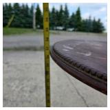Round Dark Wood Pedestal Accent Table with Tripod Legs