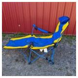 Blue Yellow Folding Lounge Chair with Footrest