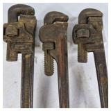 Lot of 3 Vintage Ridgid and Stillson Pipe Wrenches