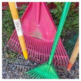 Lot of Assorted Leaf Rakes and Garden Rakes