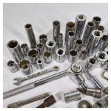 Large Lot of Assorted Sockets Ratchets Extensions and Socket Wrench Tools