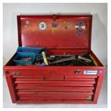 Lot of 2 Metal Tool Boxes with Assorted Hand Tools