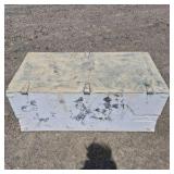 Vintage Wooden Storage Trunk with Metal Hardware