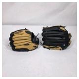 Lot of 2 Baseball Gloves Rawlings and Wilson Tan Black