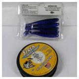 Lot of Fishing Lures, Soft Baits, Line, and Tackle Box