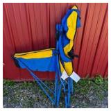 Blue Yellow Folding Lounge Chair with Footrest