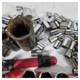 Lot of Assorted Chrome Sockets and Socket Accessories