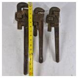 Lot of 3 Vintage Ridgid and Stillson Pipe Wrenches