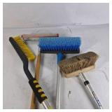 Lot of Car Washing Brushes, Squeegee, and Pressure Washer Hose